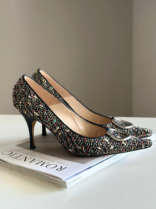 Authentic Manolo Blahnik tweed heels