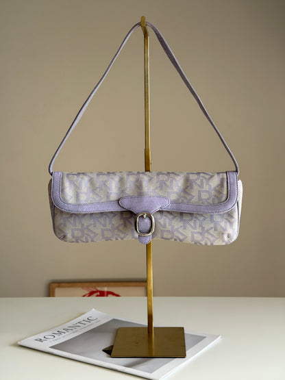 Charming vintage DKNY baguette bag in lilac colour