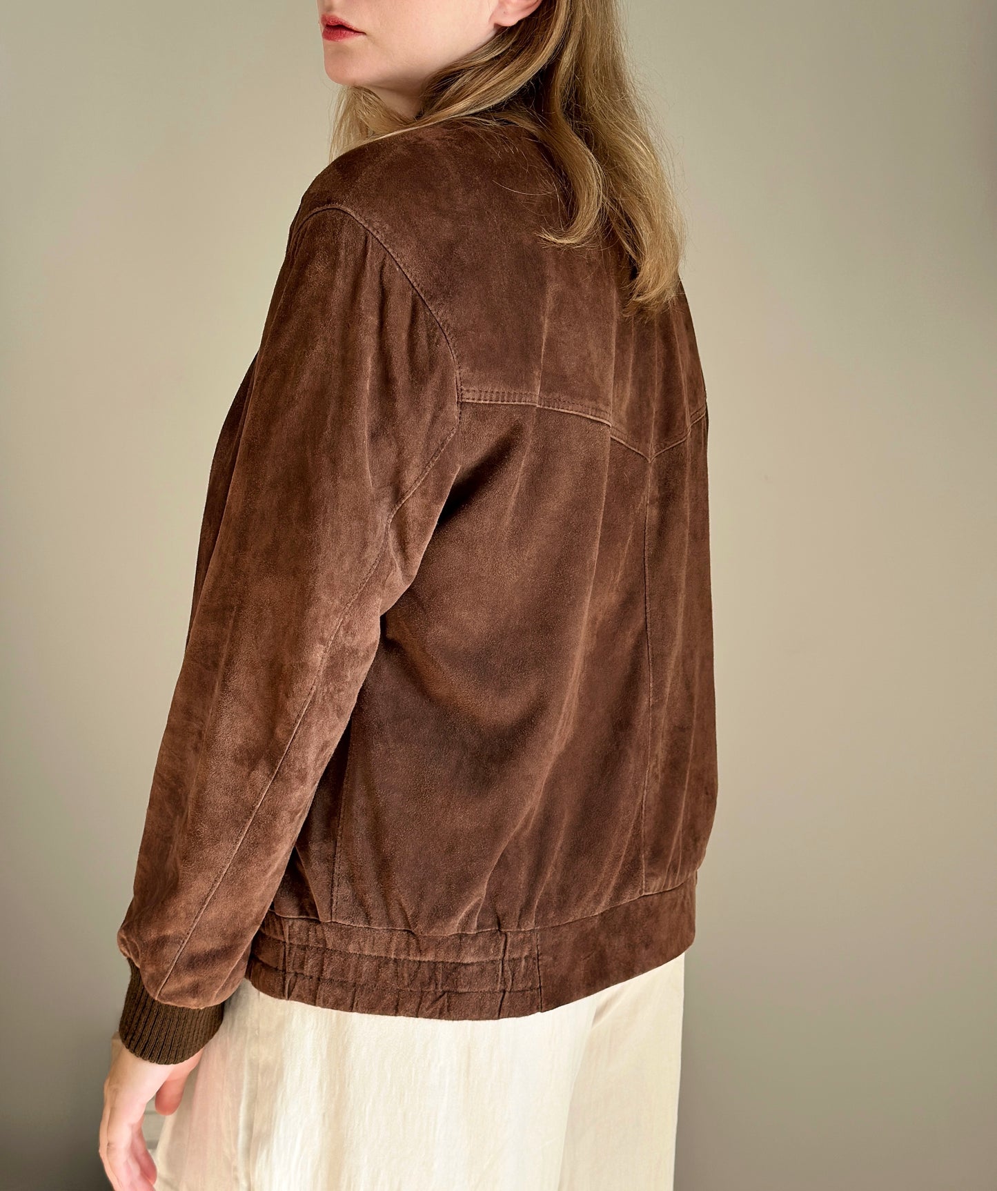 Vintage brown suede bomber jacket