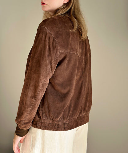 Vintage brown suede bomber jacket