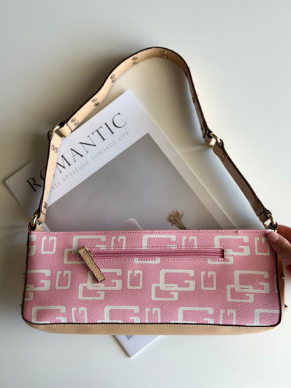 Vintage Y2K Guess shoulder bag in pink and ivory faux leather