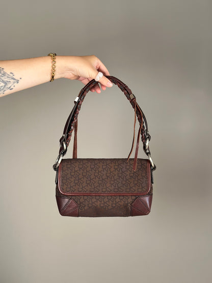Amazing vintage DKNY shoulder bag in brown monogram print