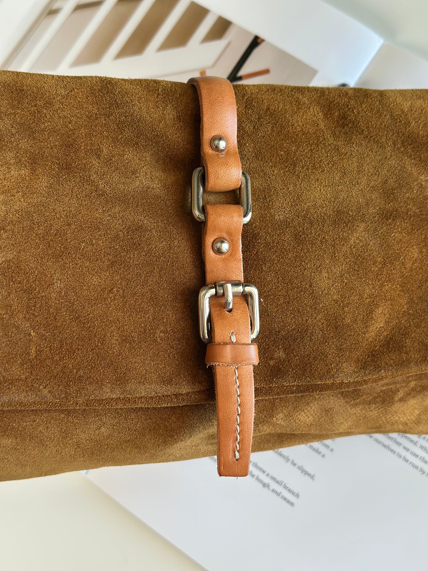 Beautiful caramel suede shoulder bag