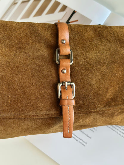 Beautiful caramel suede shoulder bag