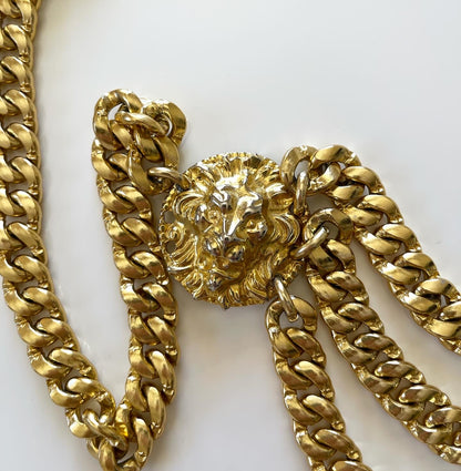 Amazing vintage gold-tone chain belt with lions