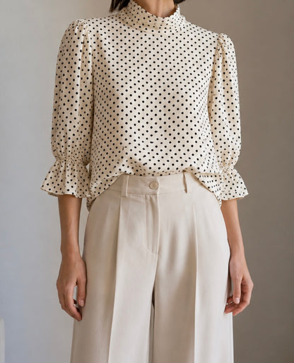 Authentic Valentino polka dot silk blouse
