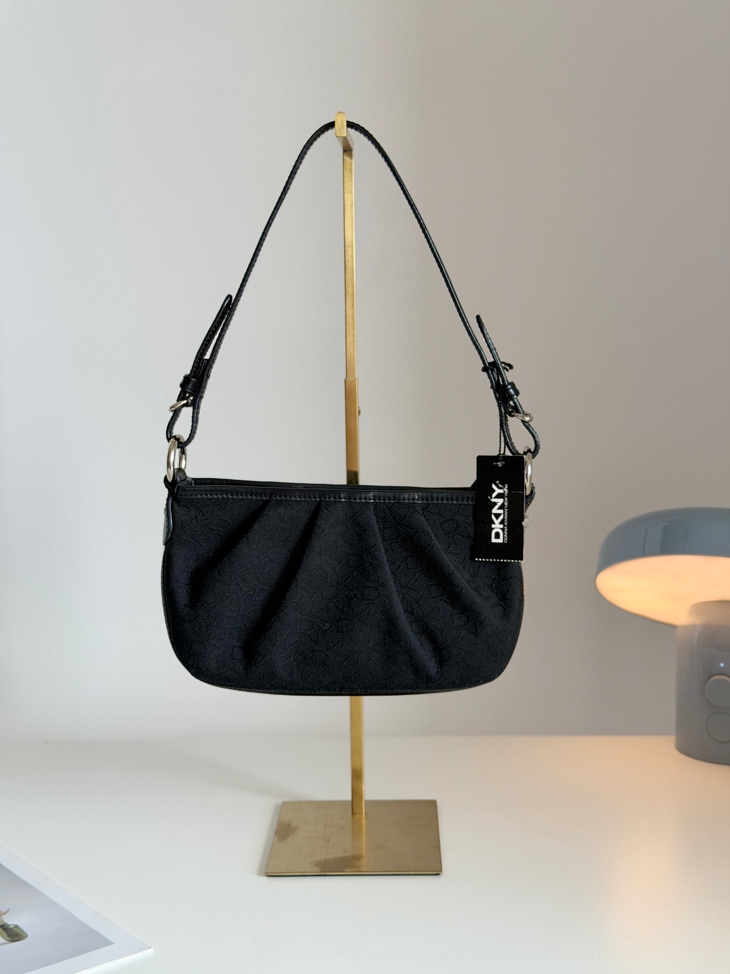 Authentic vintage DKNY black baguette bag