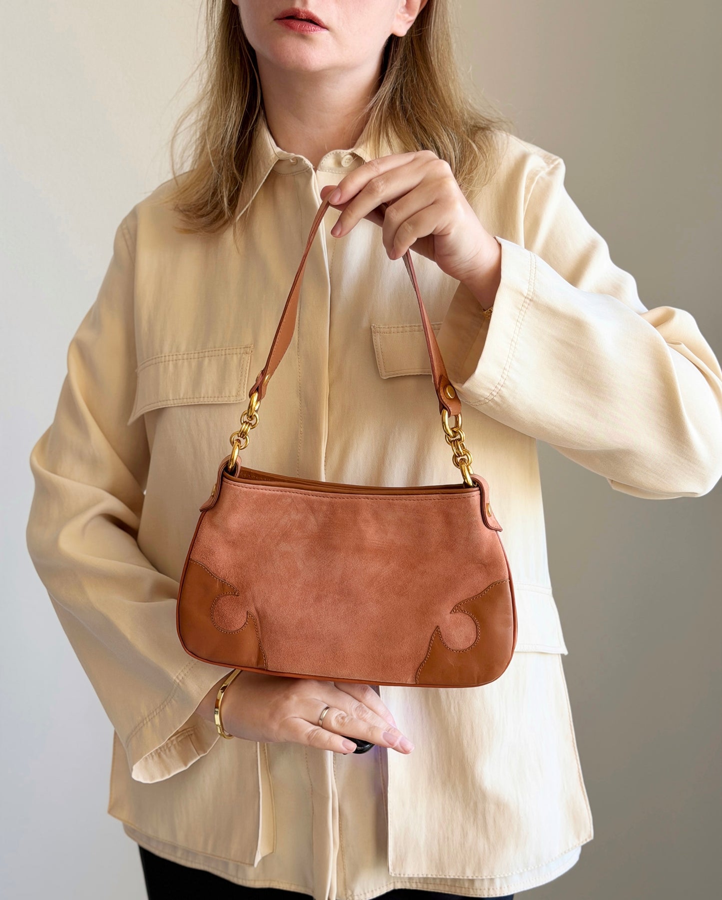 Vintage suede caramel bag
