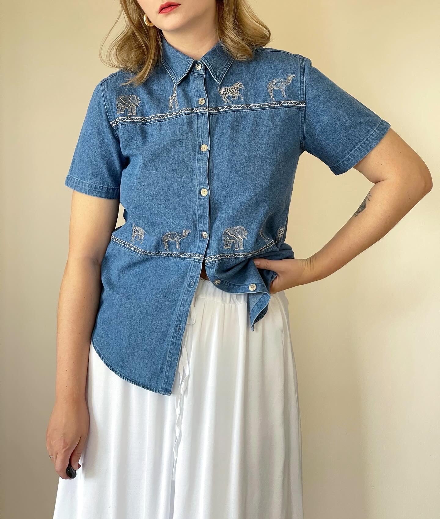 Beautiful unique vintage denim shirt