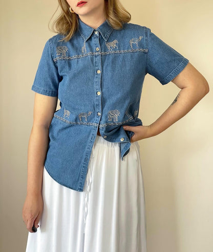 Beautiful unique vintage denim shirt