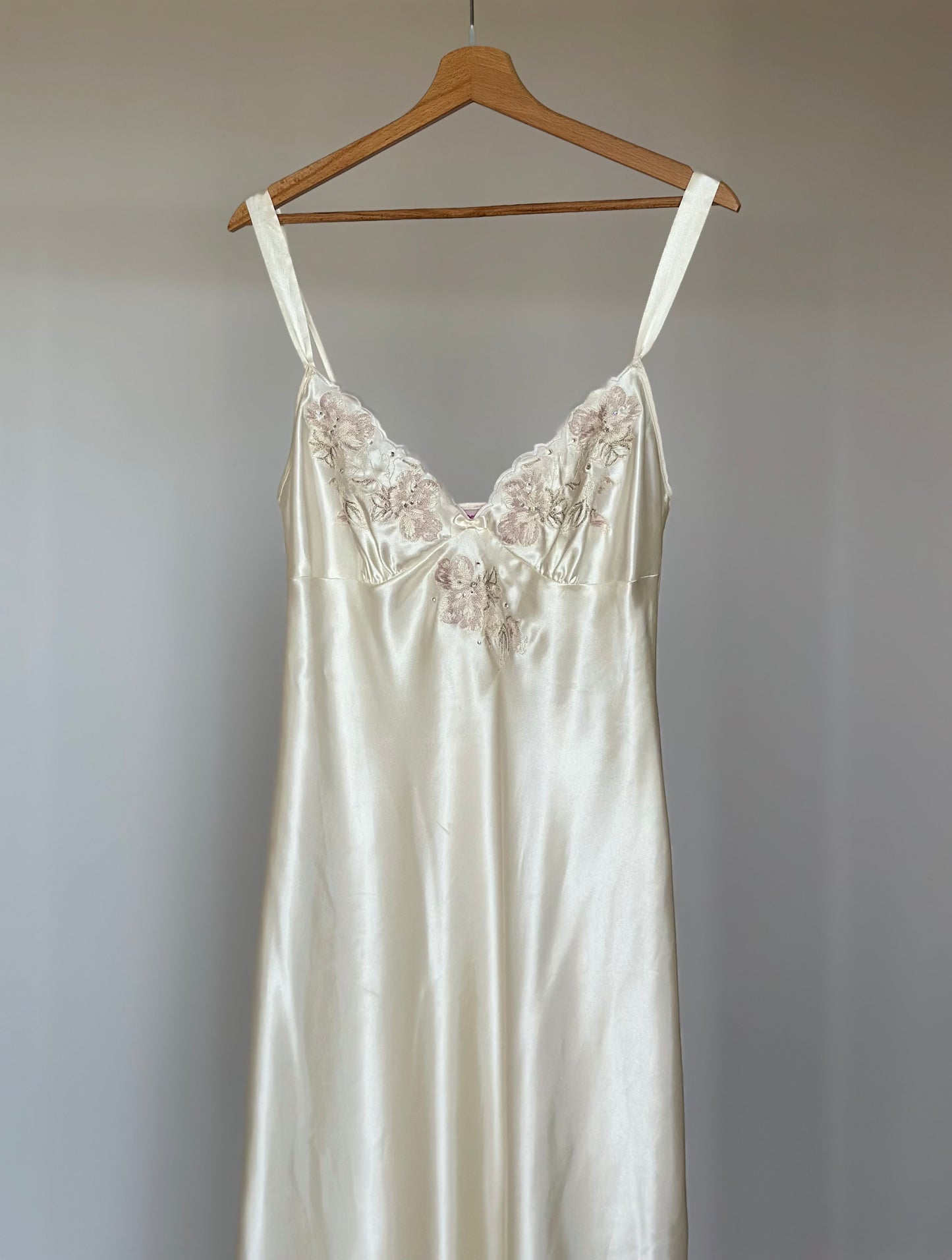 Amazing long night gown/slip dress with floral embroidery