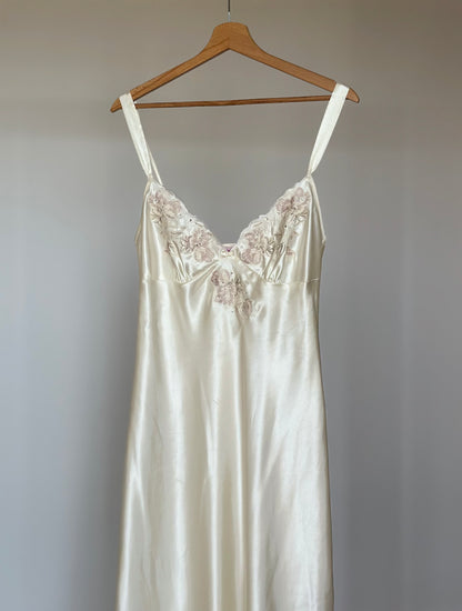 Amazing long night gown/slip dress with floral embroidery