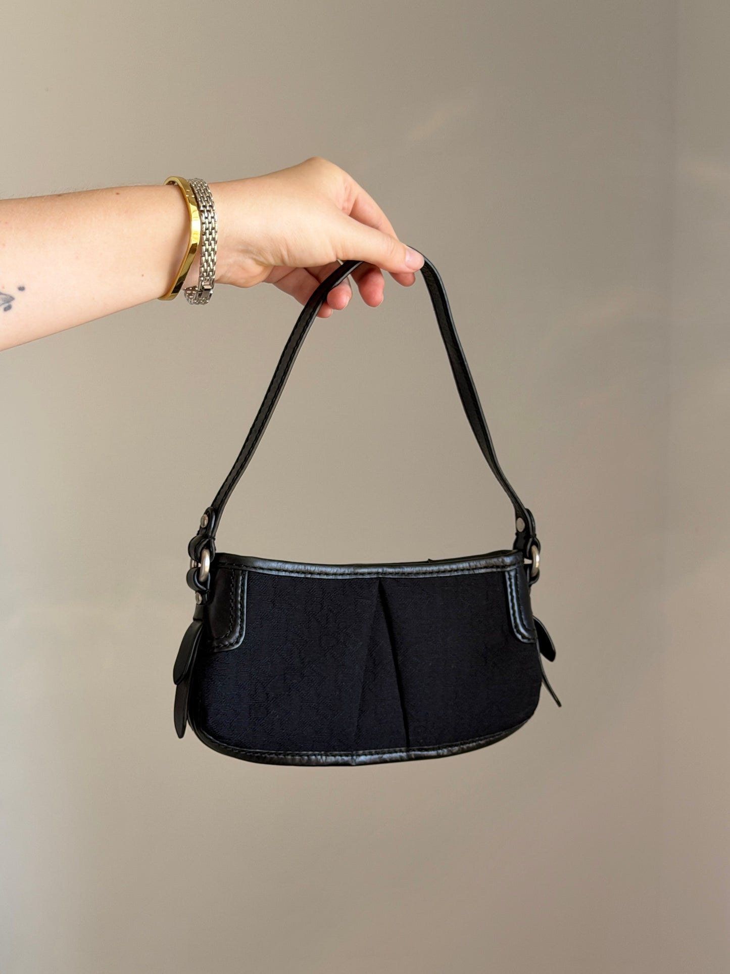 Vintage DKNY black mini baguette bag