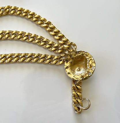Amazing vintage gold-tone chain belt with lions
