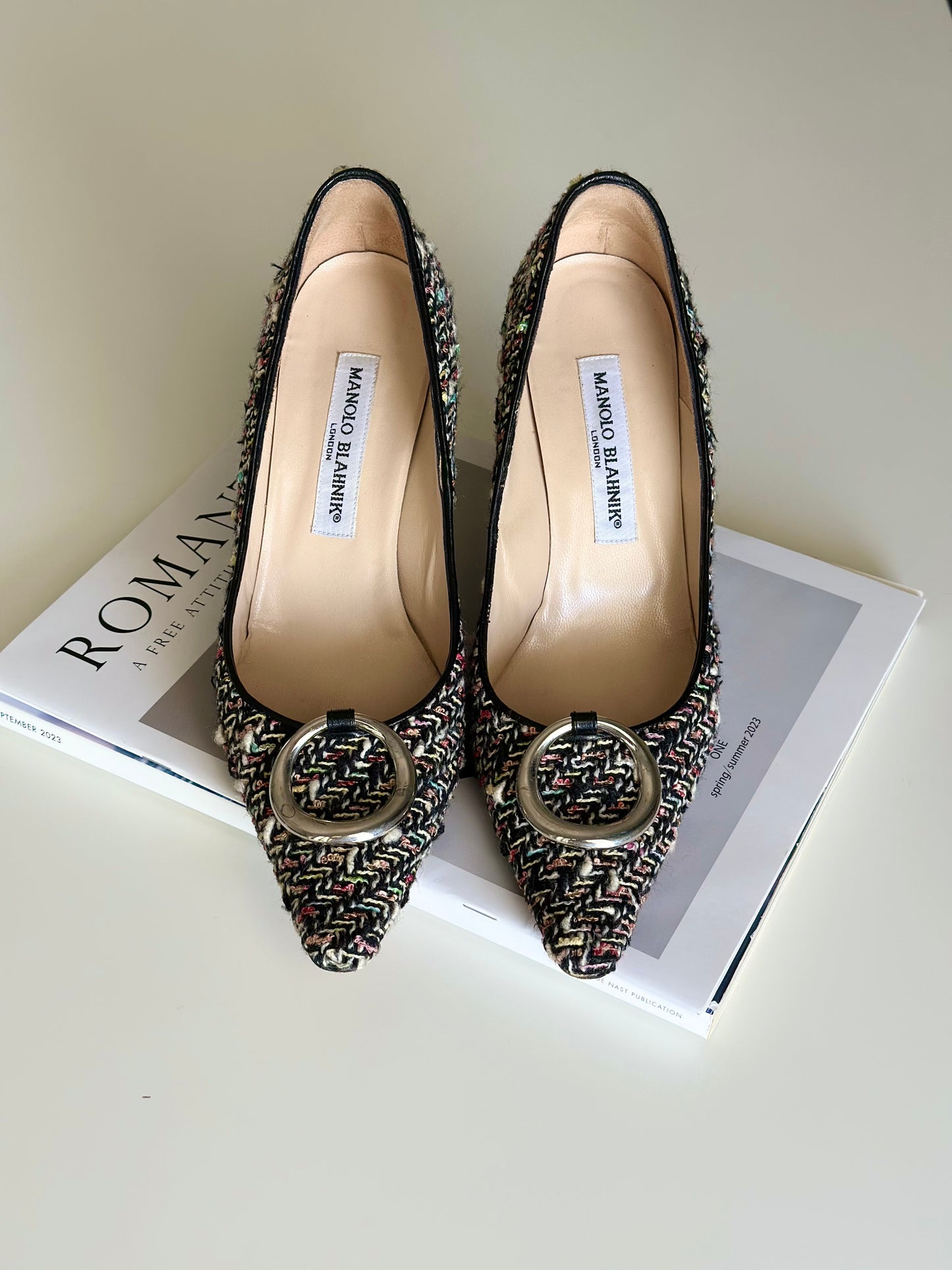 Authentic Manolo Blahnik tweed heels