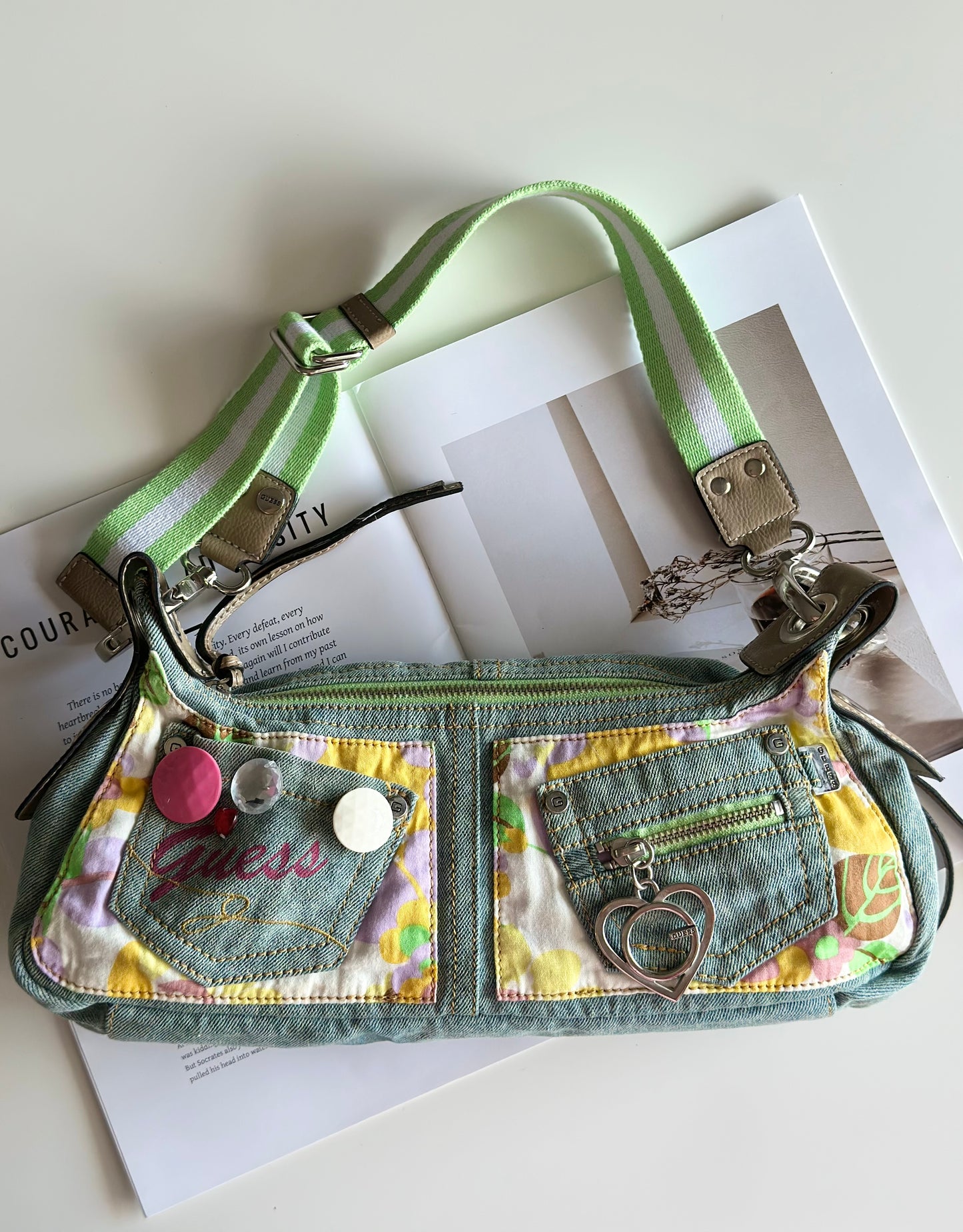 Rare vintage playful denim bag by Guess