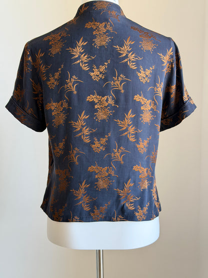 Silk blend oriental style blouse