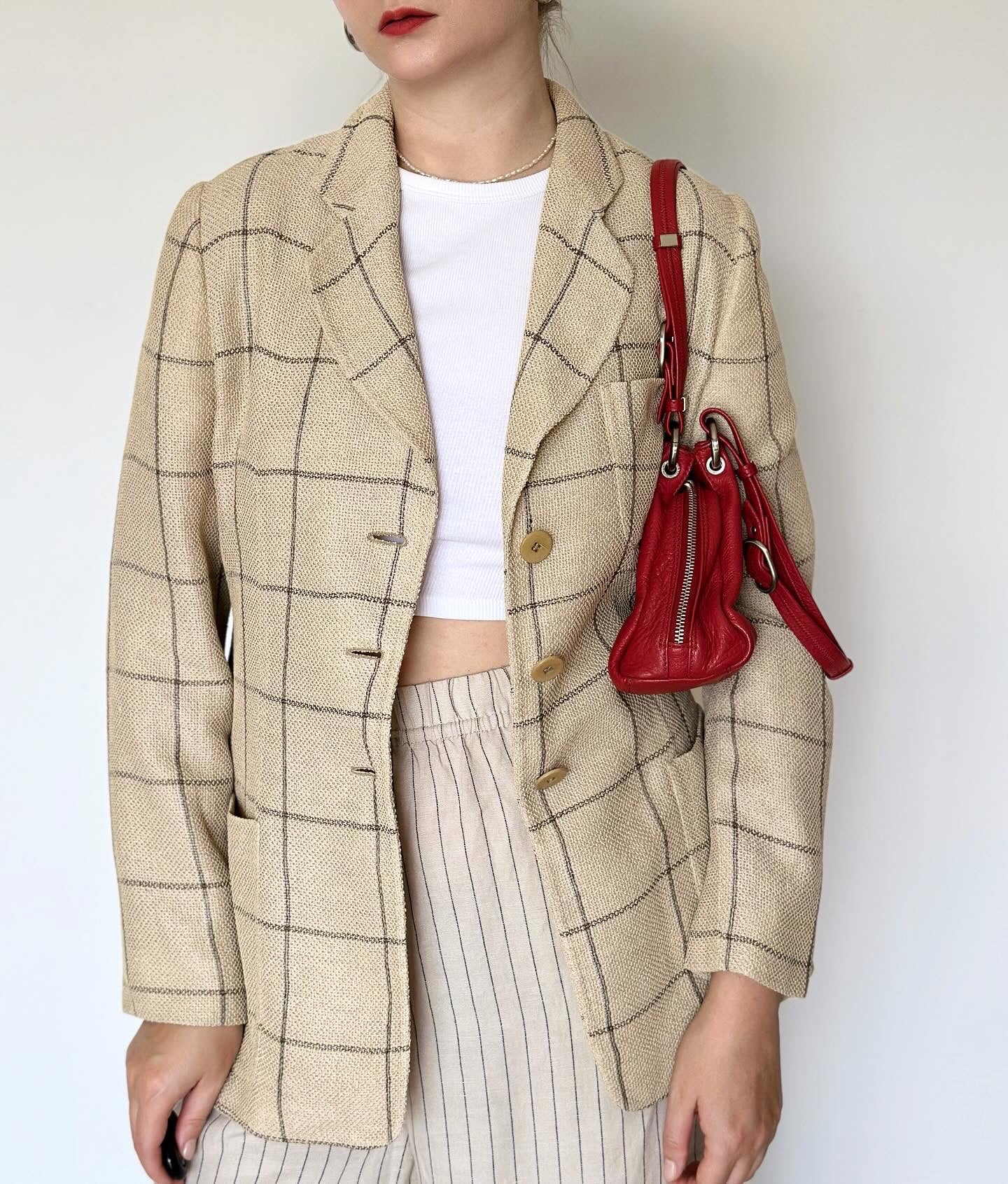 Vintage beige plaid blazer by Mani (Giorgio Armani line)