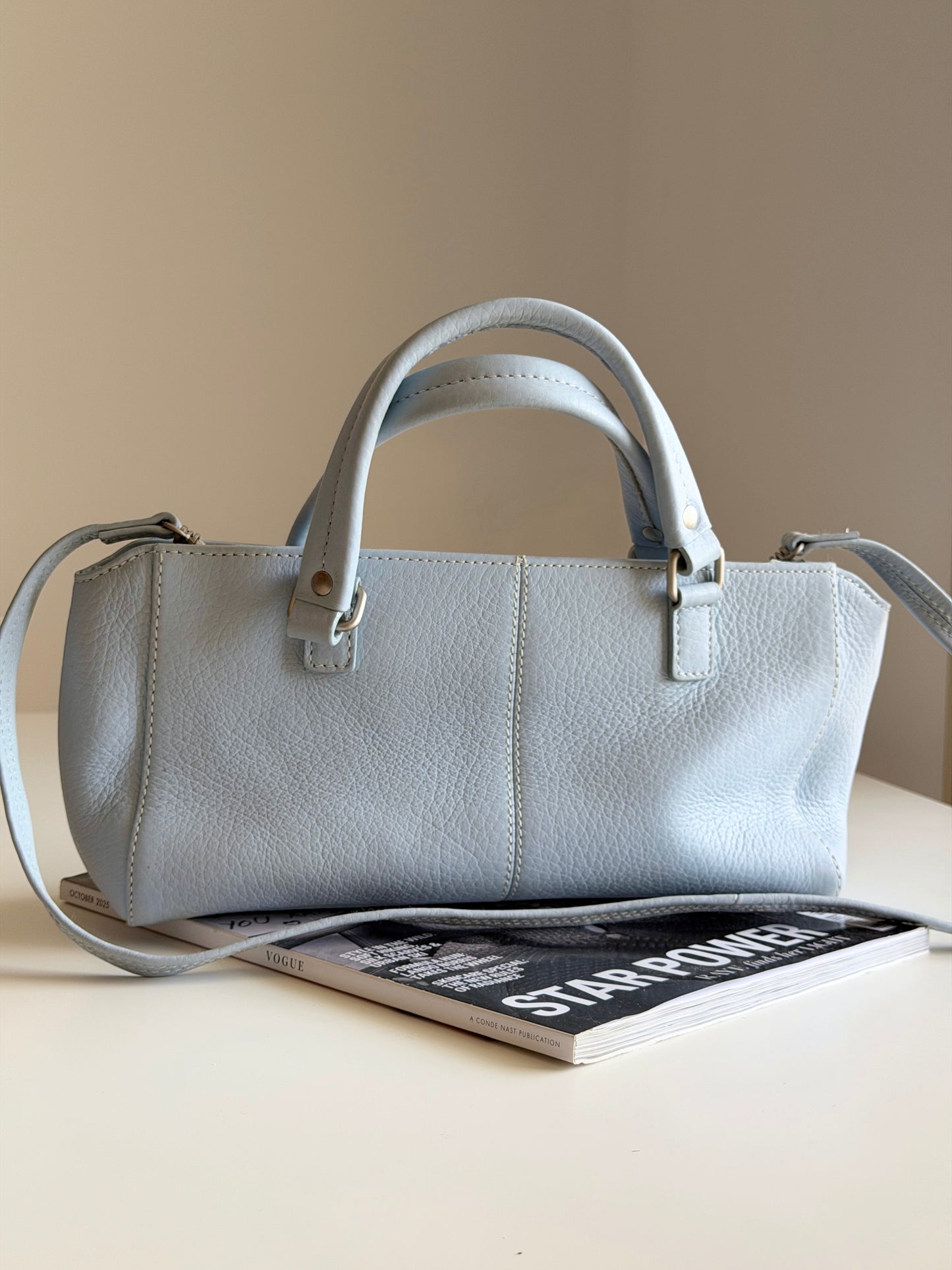 Vintage powder blue leather bag