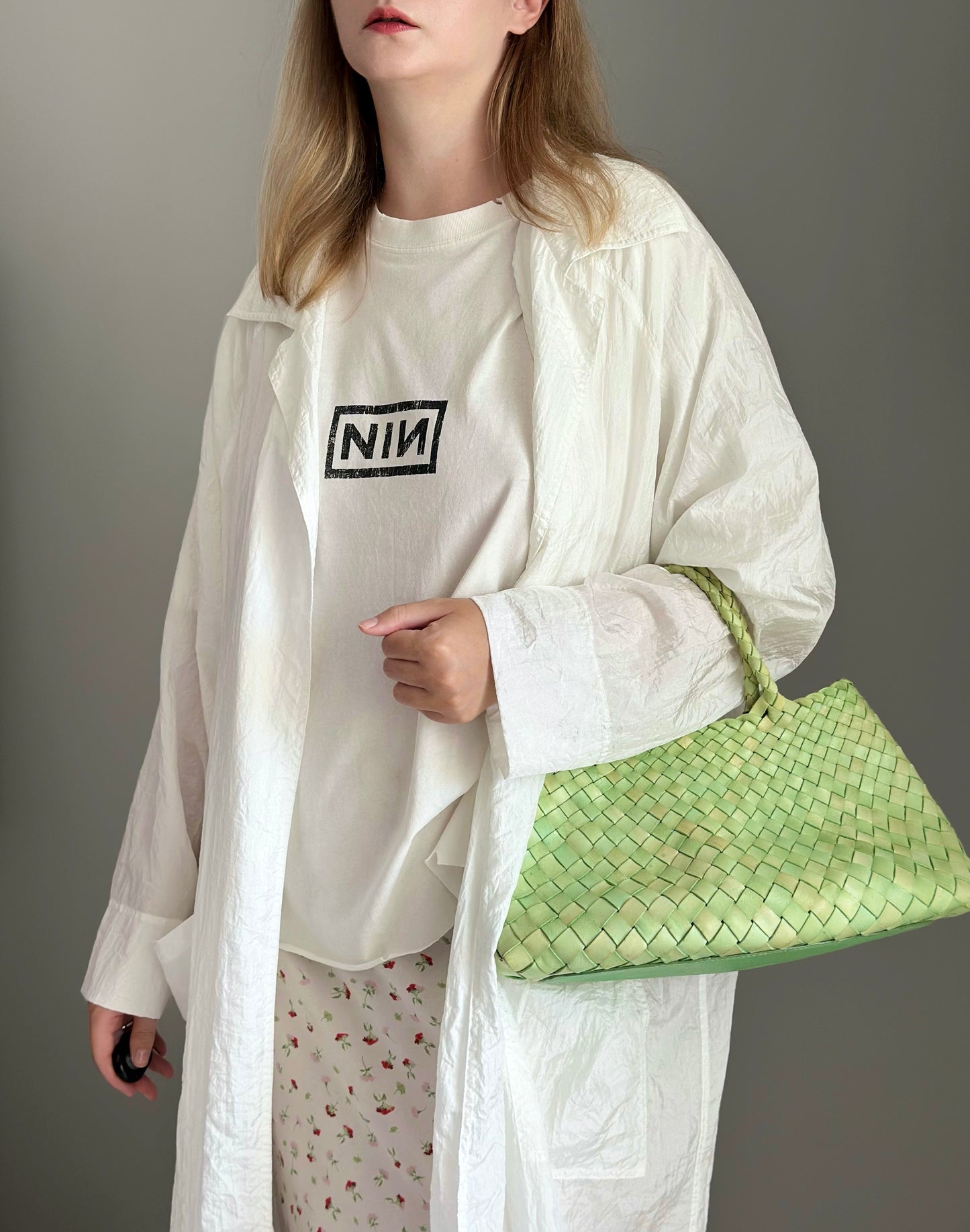 Lightweight oversized white duster coat