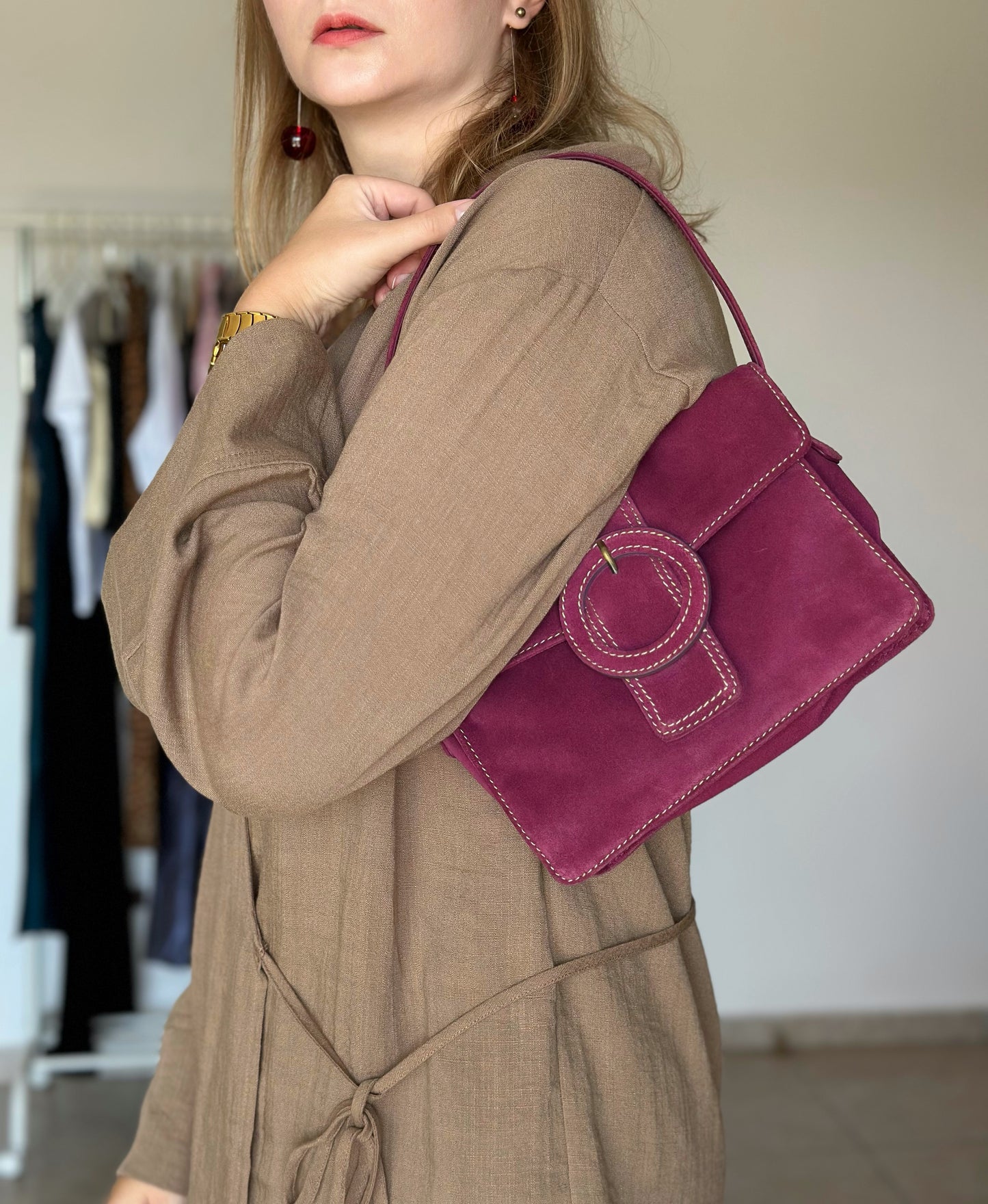 Vintage suede shoulder bag Monsoon