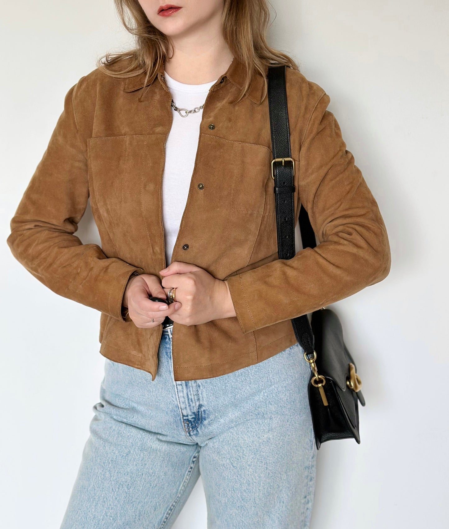 Trendy vintage 100% suede jacket