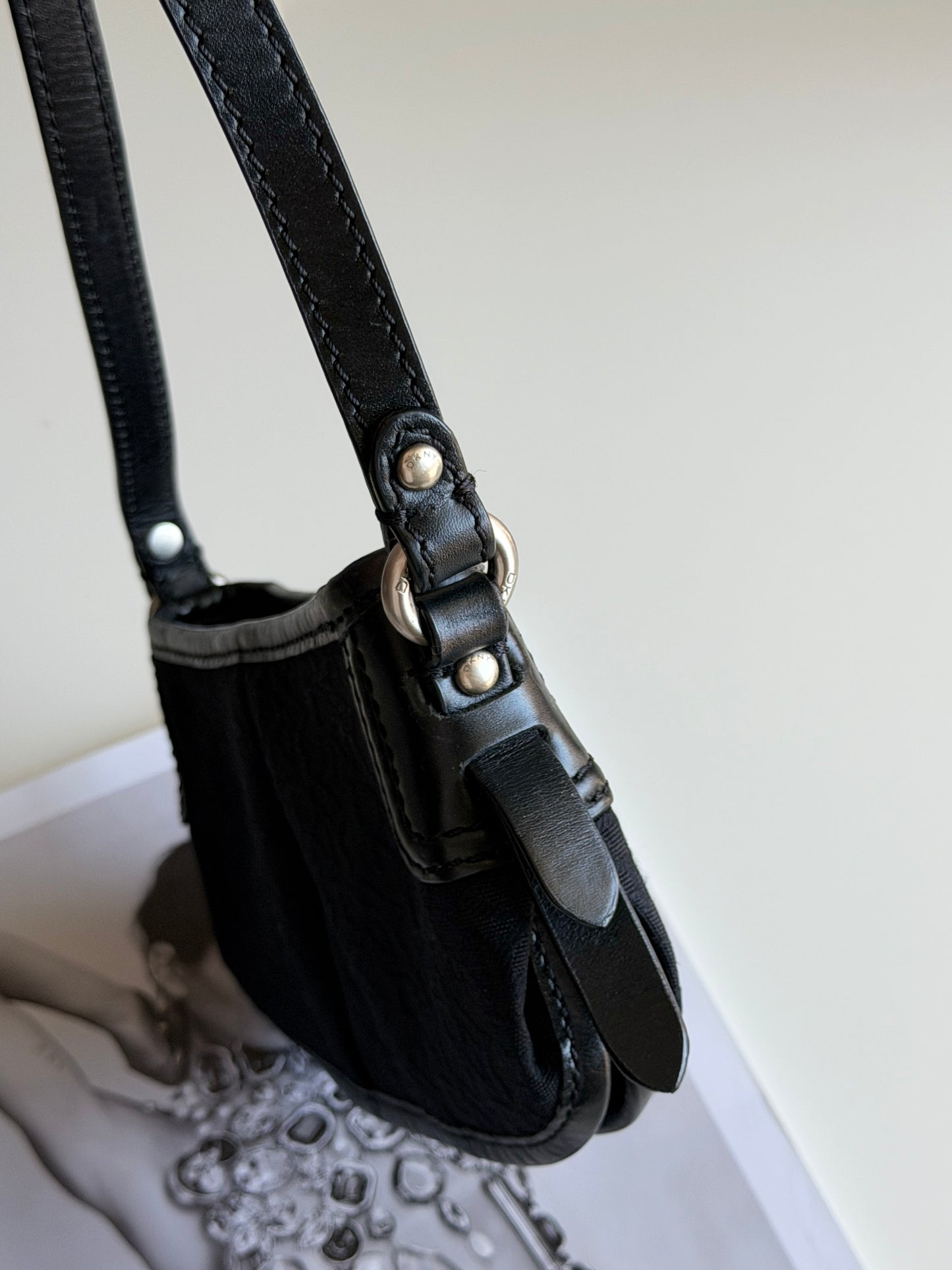 Vintage DKNY black mini baguette bag