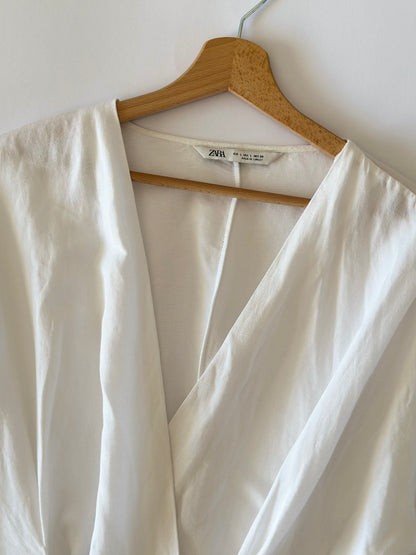 Beautiful white linen kimono blouse with belt