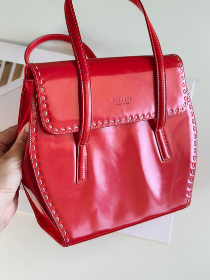 Vintage red patent leather handbag Pollini
