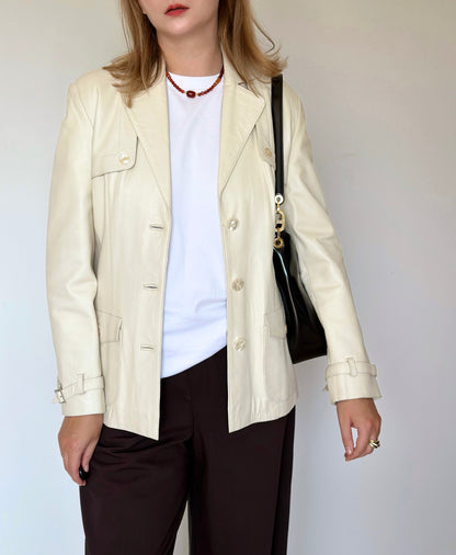 Stunning vintage ivory leather jacket