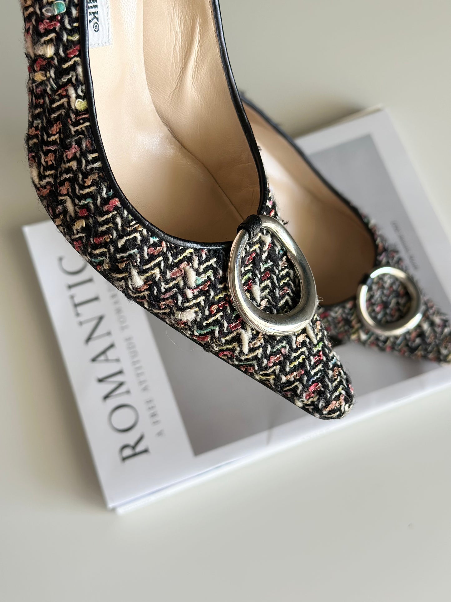 Authentic Manolo Blahnik tweed heels