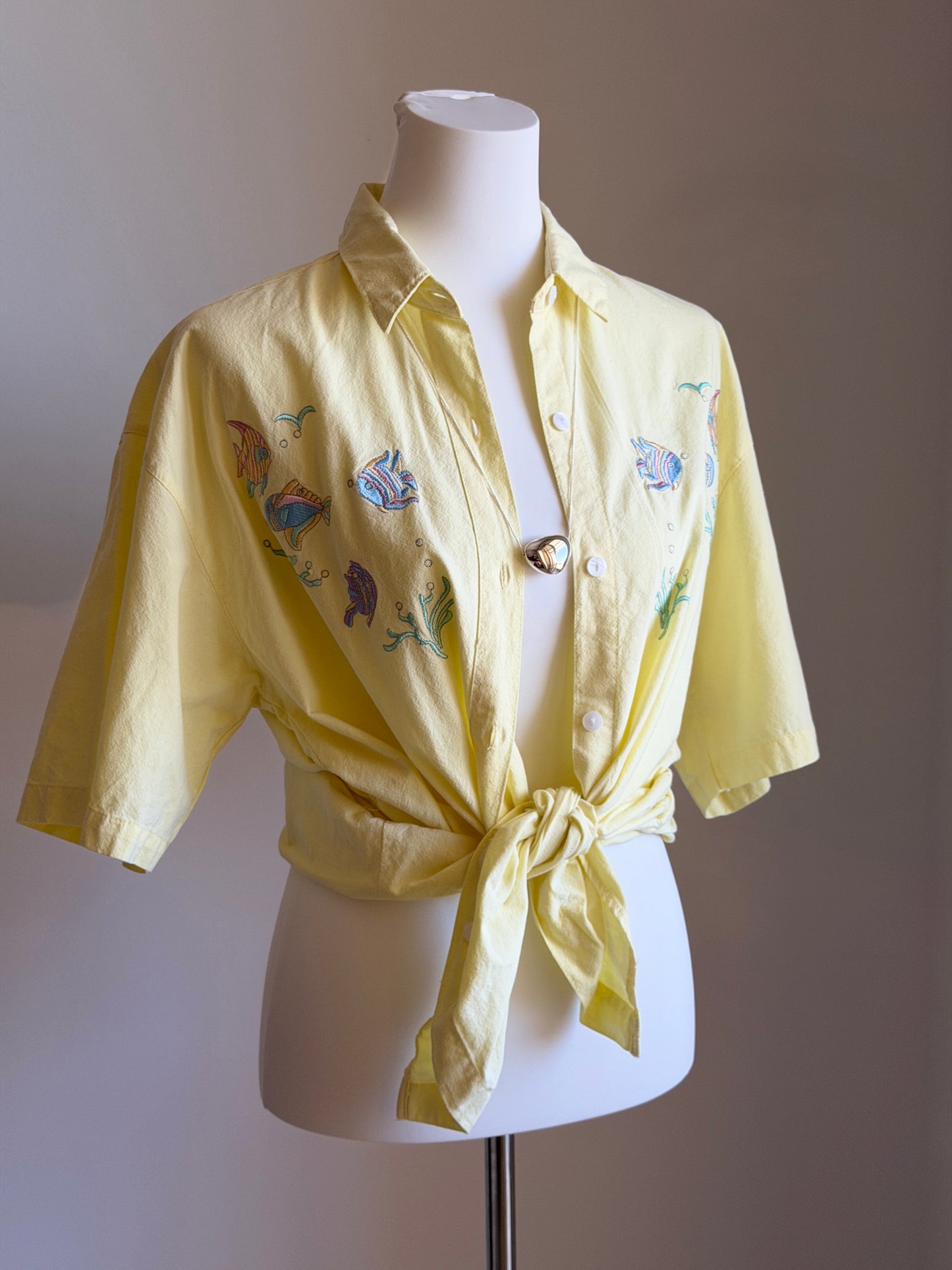 Vintage embroidered fish shirt