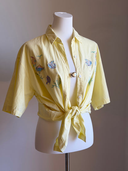 Vintage embroidered fish shirt