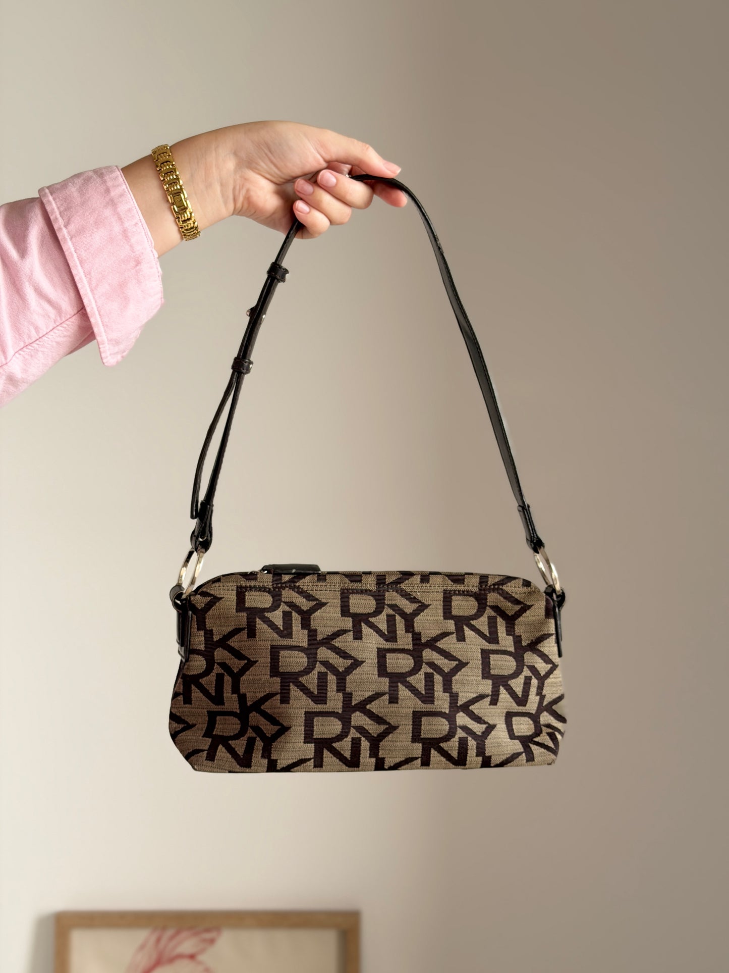 Lovely vintage DKNY shoulder bag with monogram print