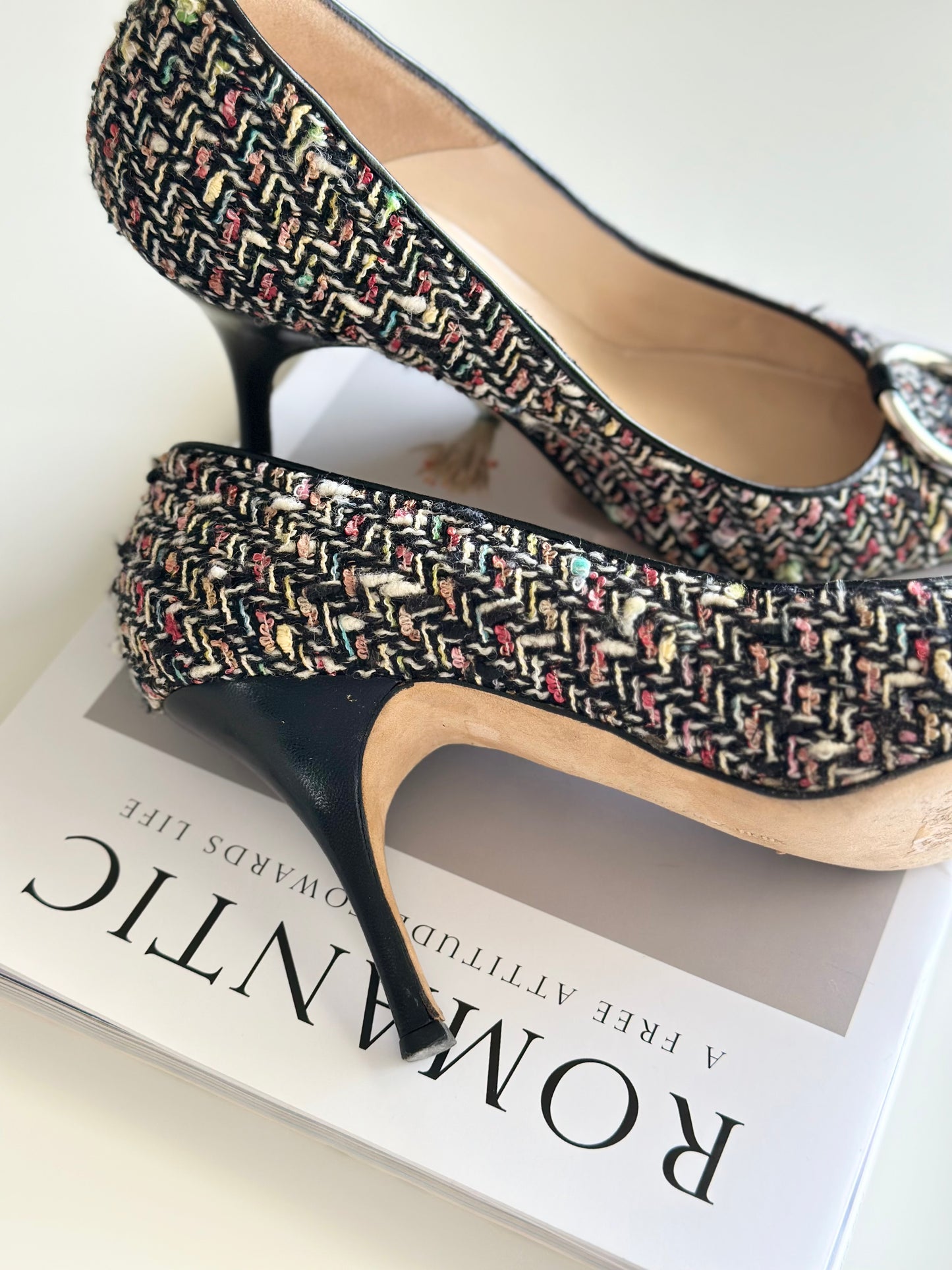 Authentic Manolo Blahnik tweed heels