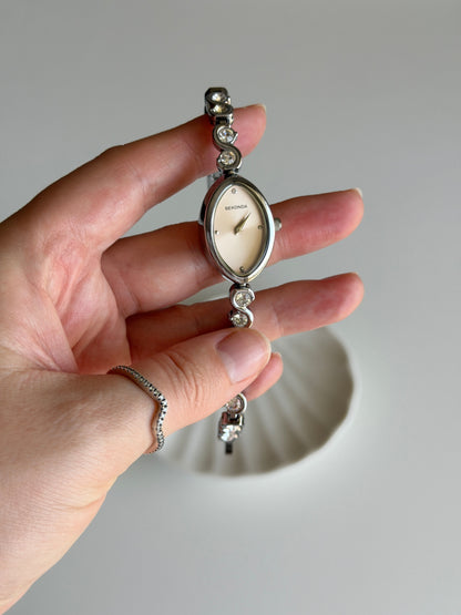 Vintage silver-tone watch Sekonda with crystals