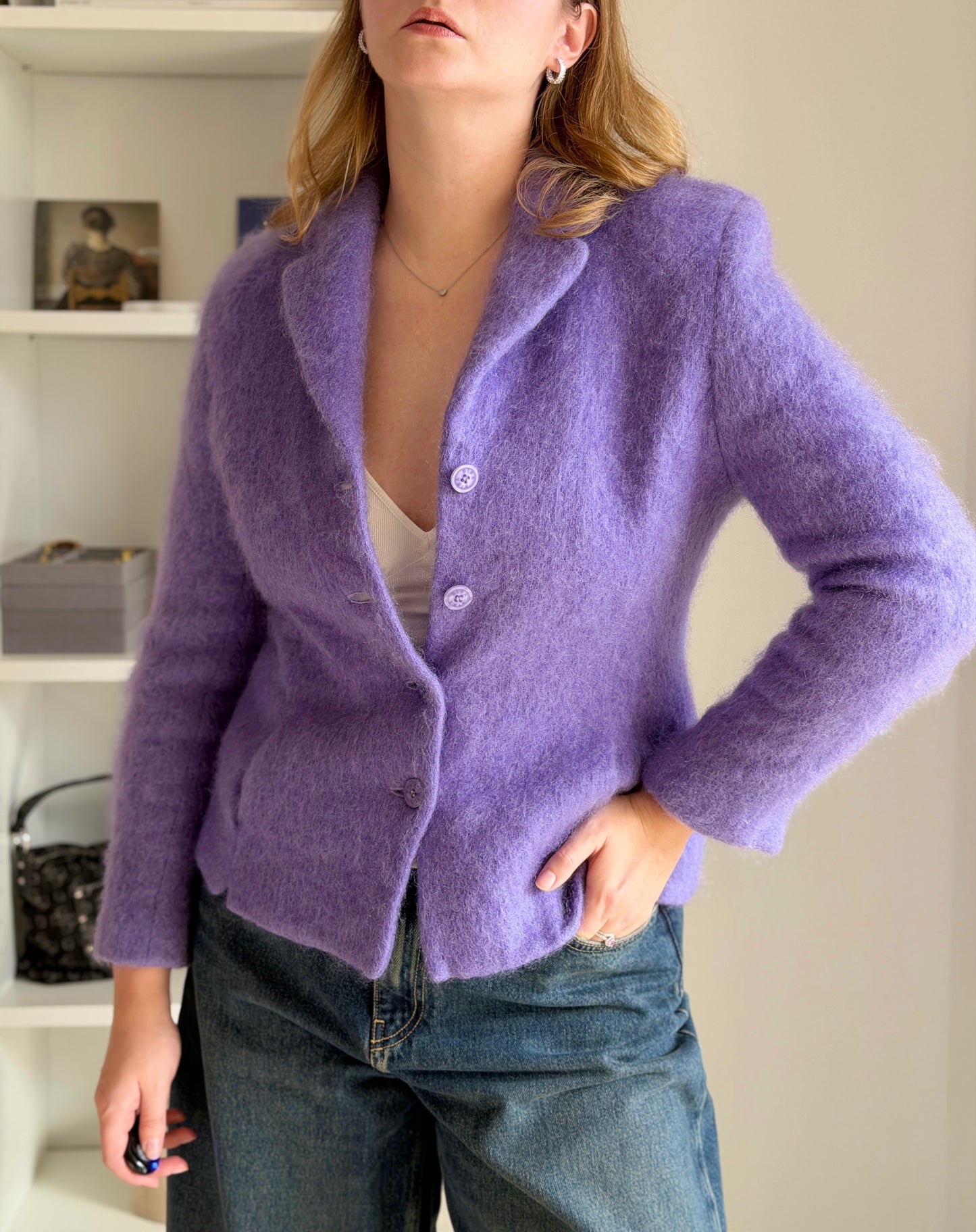 Statement mohair blend lilac jacket