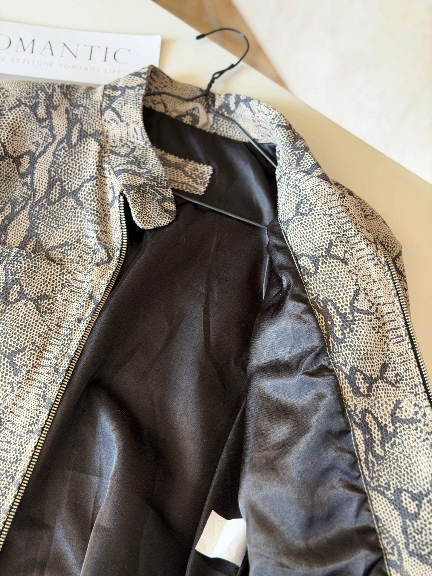 Vintage snake print leather jacket