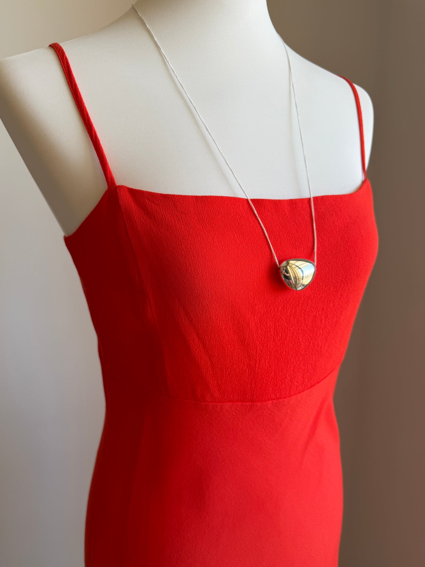 Minimal orange red slip long dress