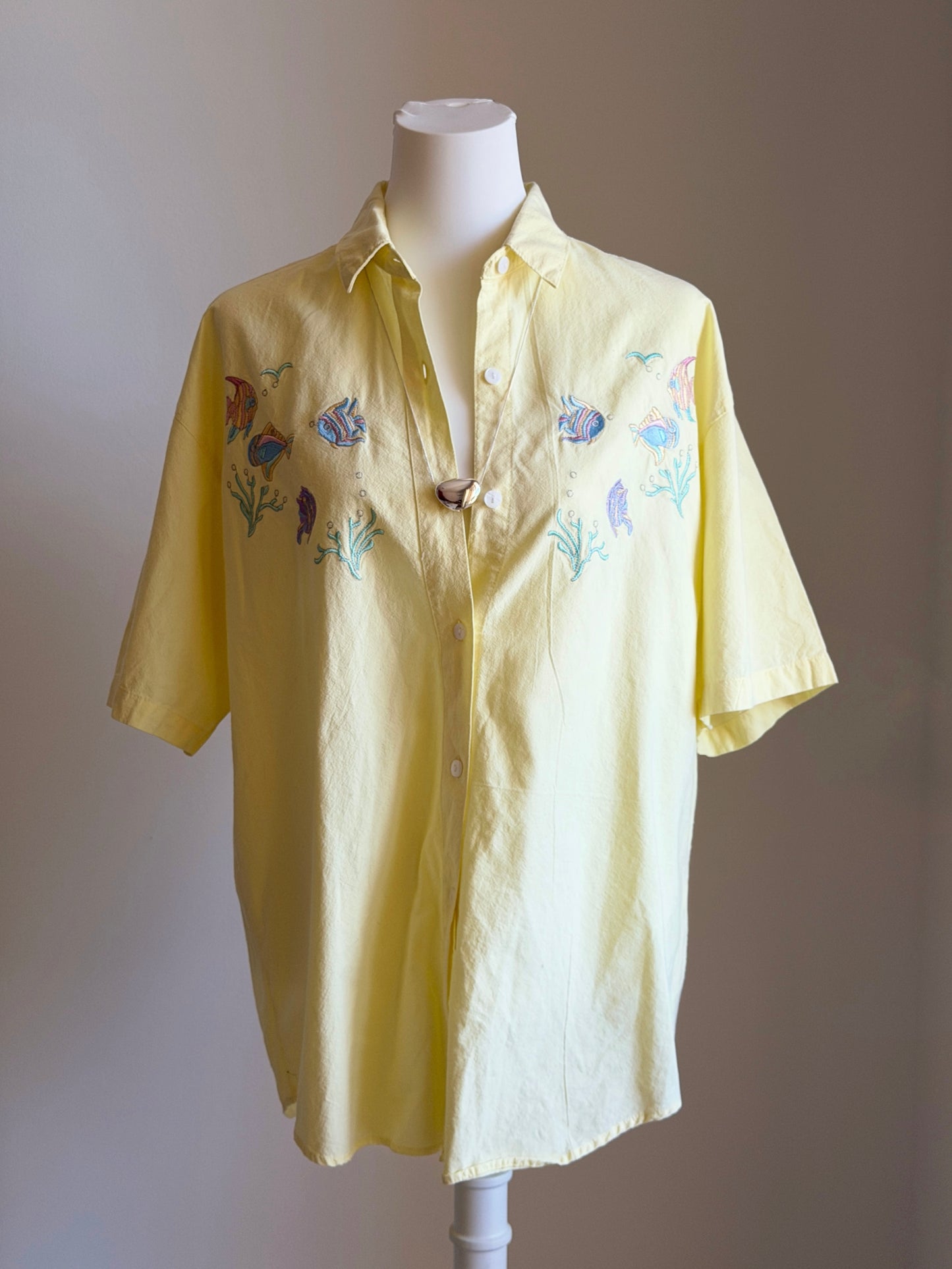 Vintage embroidered fish shirt
