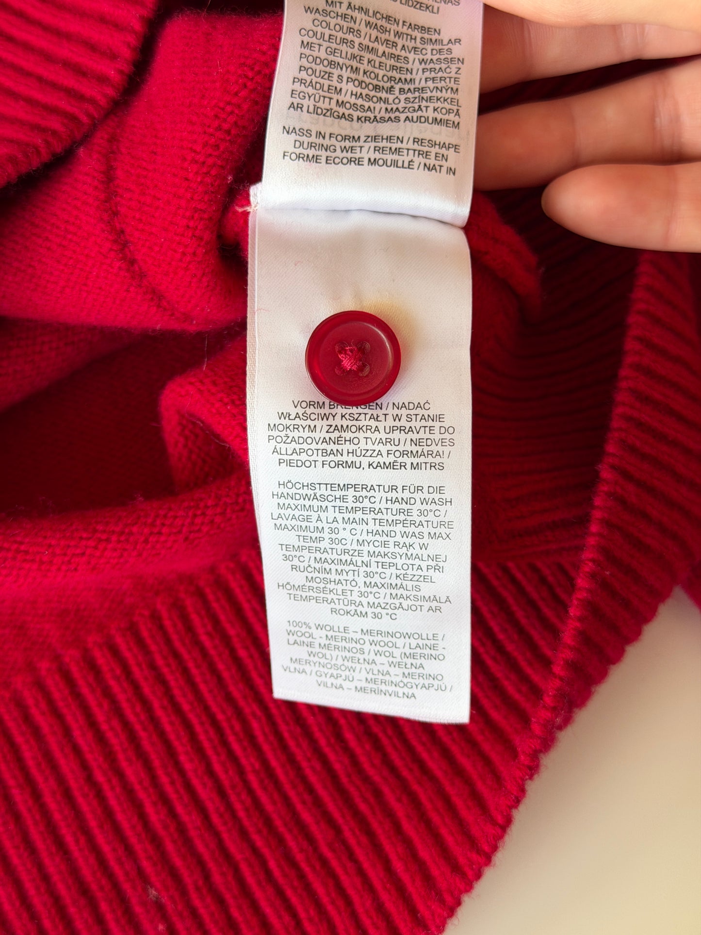 Crimson red wool cardigan