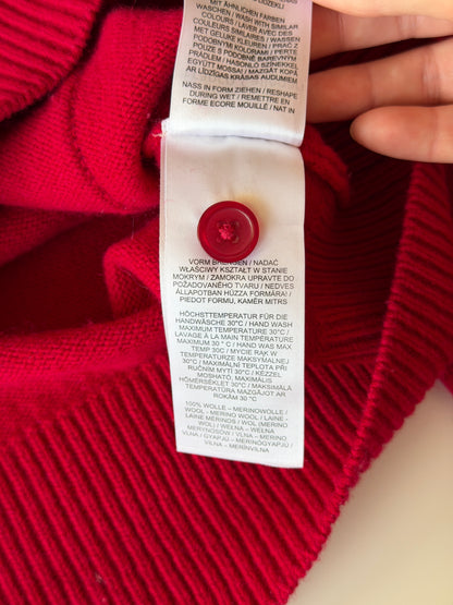 Crimson red wool cardigan