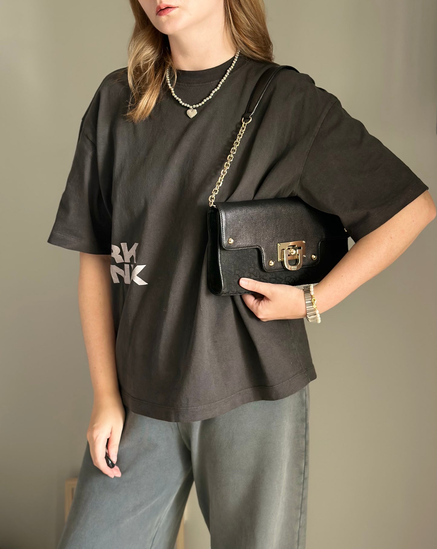 Sophisticated vintage DKNY clutch/shoulder bag