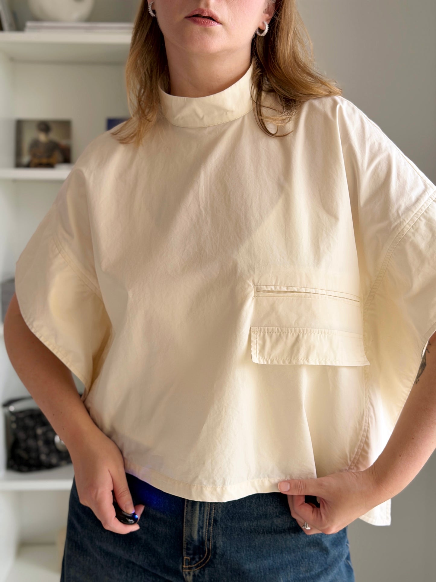 Minimalist cotton top in a soft cream shade