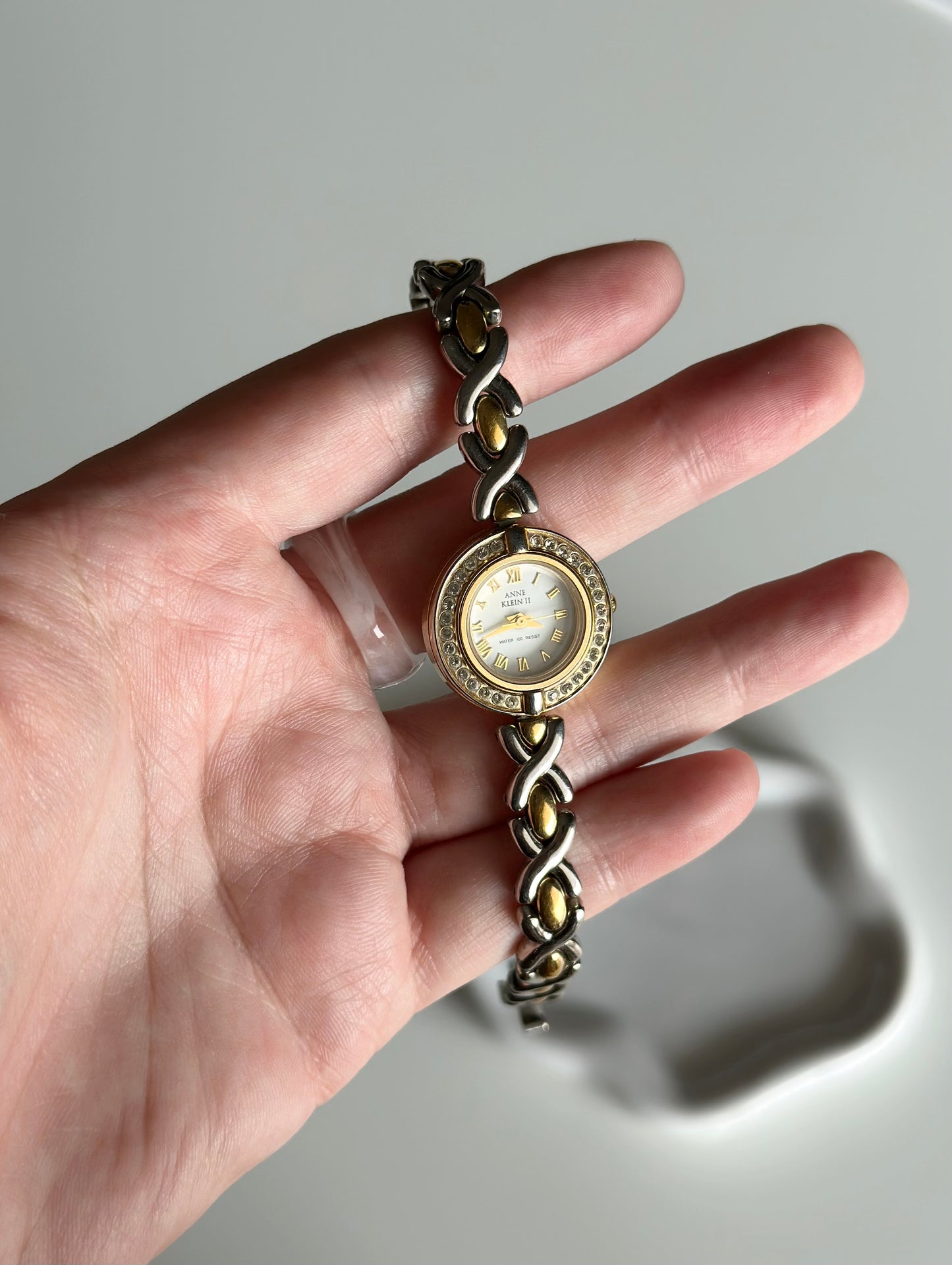 Vintage Anne Klein II watch with a stylish two-tone design