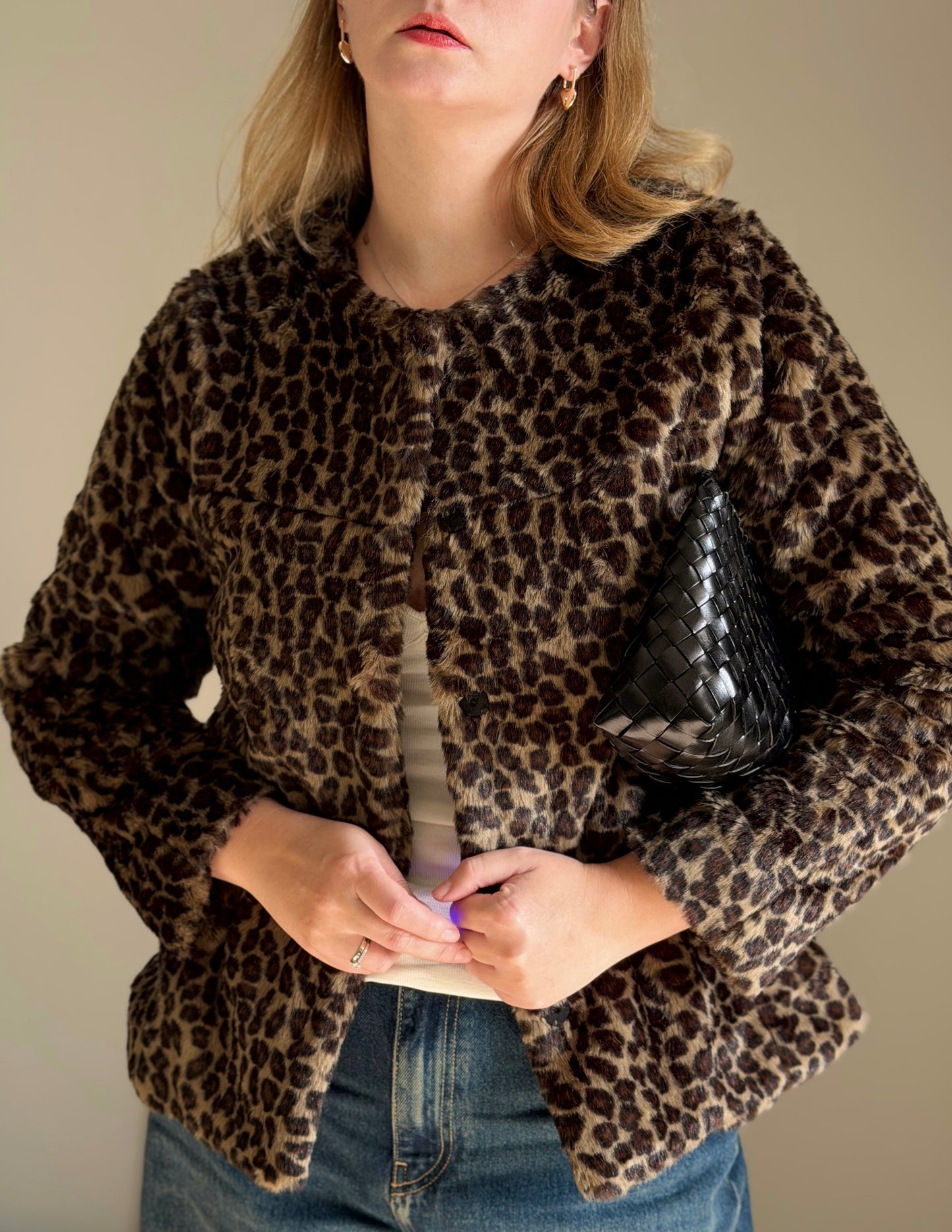 Stylish faux fur leo jacket