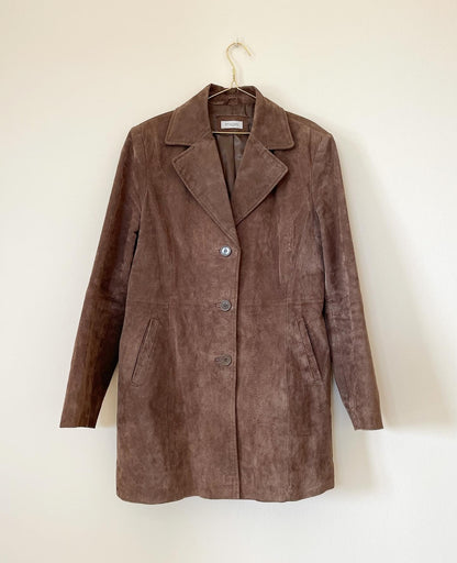 Vintage 100% suede leather long jacket
