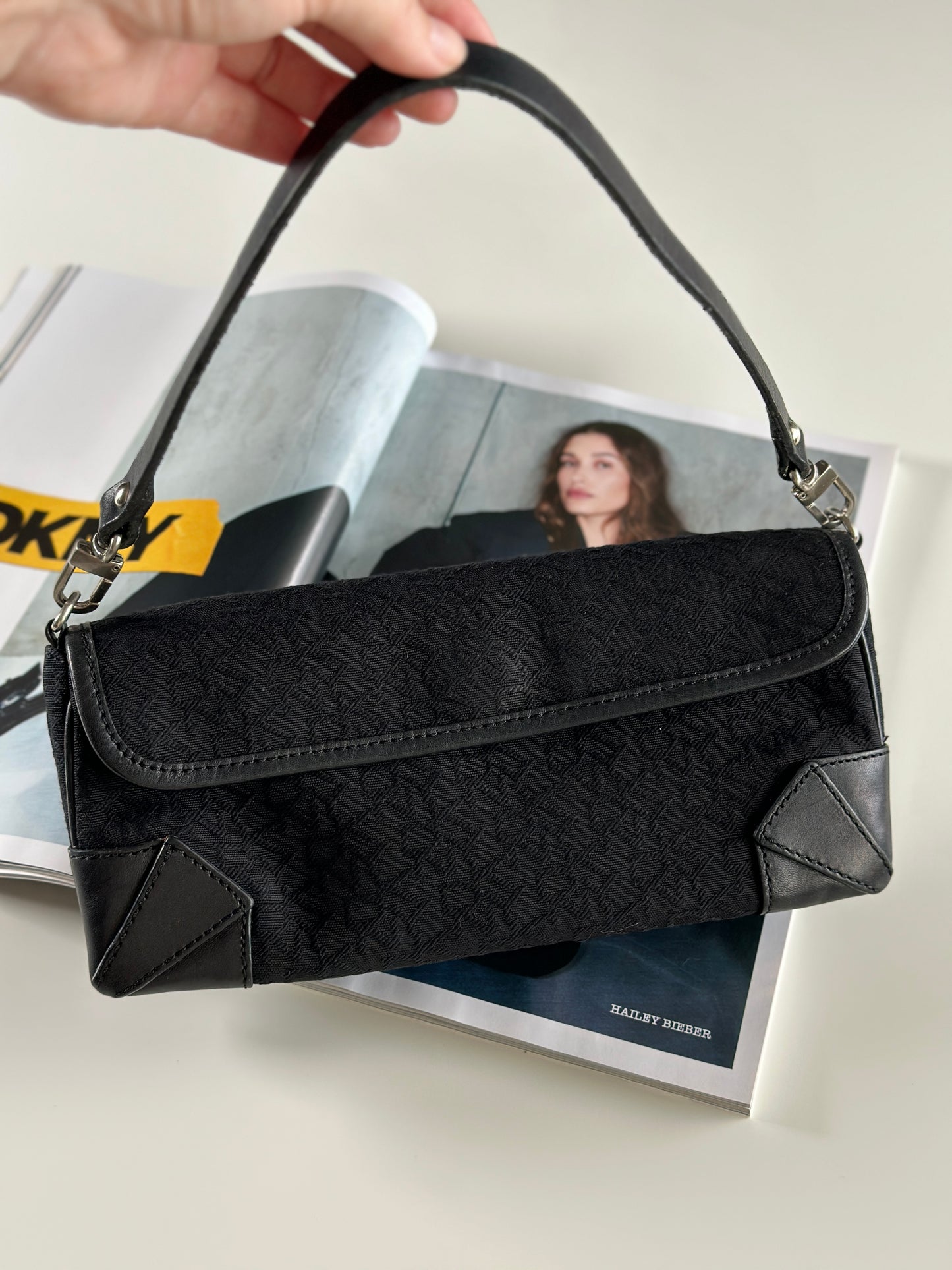 Chic vintage DKNY baguette black bag