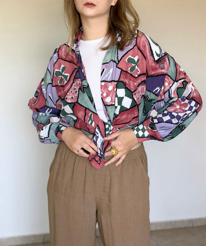 Bold vintage viscose blouse