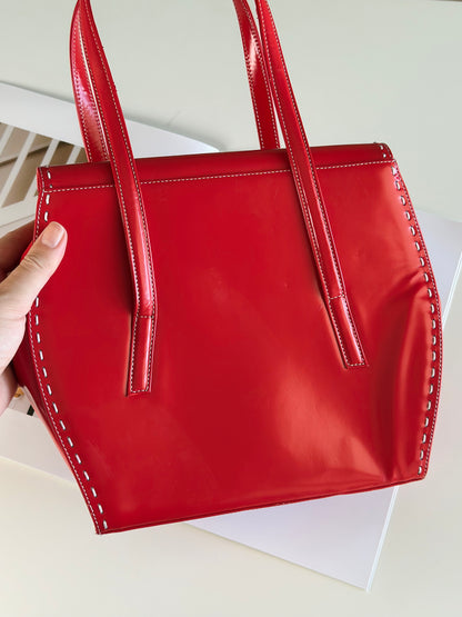 Vintage red patent leather handbag Pollini